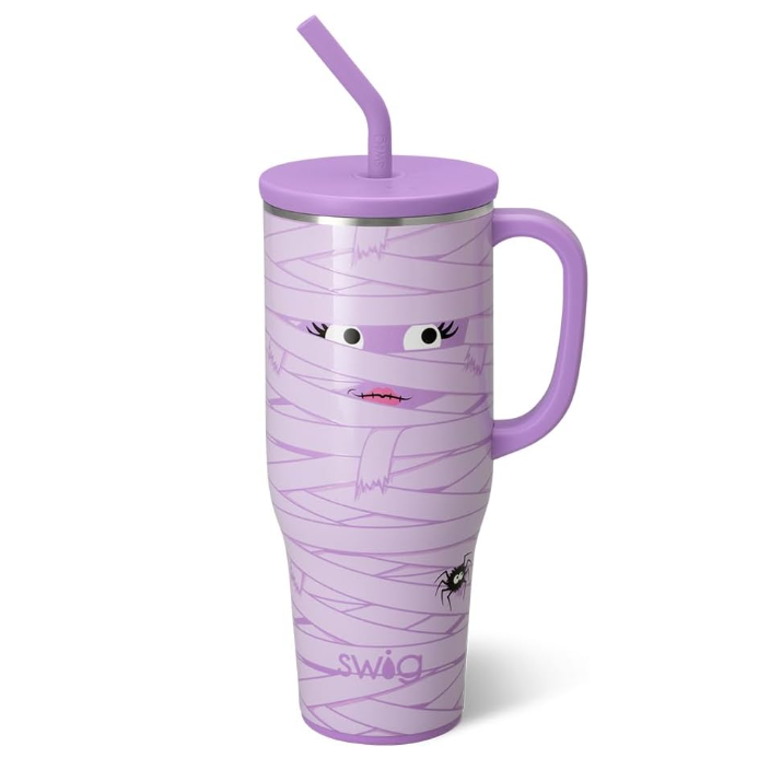 Swig Life 40oz Mega Mug, Halloween Tumbler Travel Mug (Boo Crew Mummy)